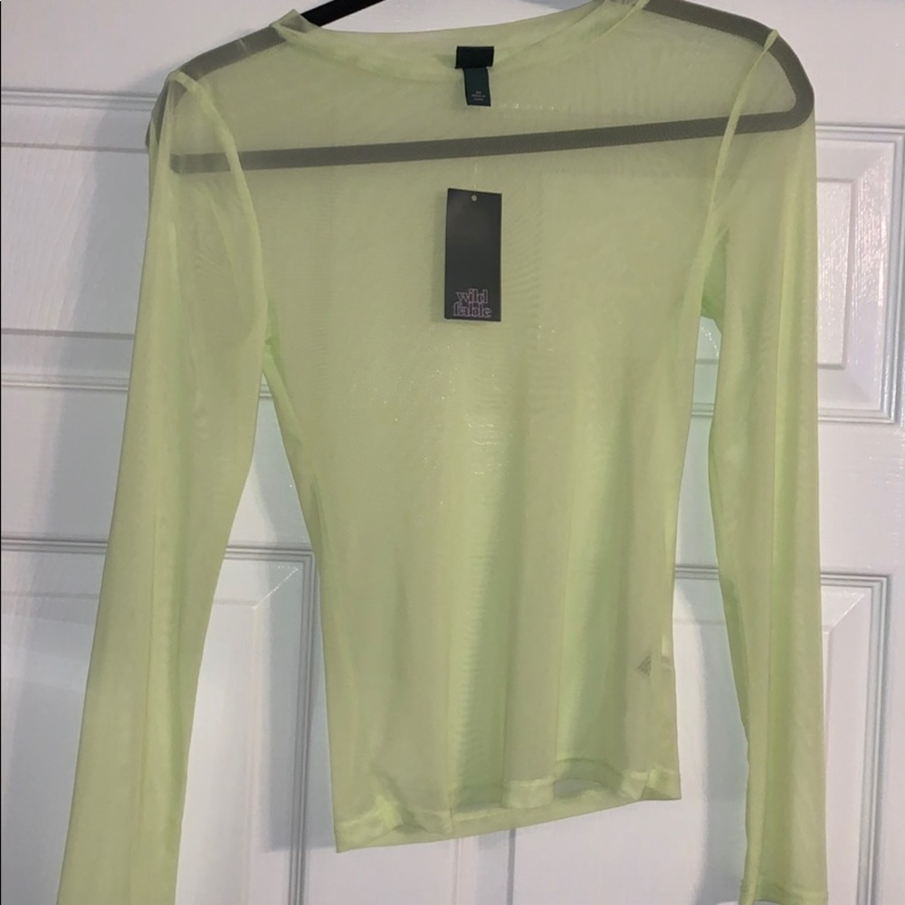 Sheer long sleeve lime green shirt